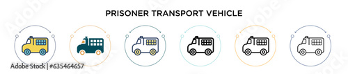 Prisoner transport vehicle icon in filled, thin line, outline and stroke style. Vector illustration of two colored and black prisoner transport vehicle vector icons designs can be used for mobile, ui,