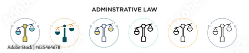 Adminstrative law icon in filled, thin line, outline and stroke style. Vector illustration of two colored and black adminstrative law vector icons designs can be used for mobile, ui, web