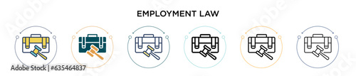 Employment law icon in filled, thin line, outline and stroke style. Vector illustration of two colored and black employment law vector icons designs can be used for mobile, ui, web