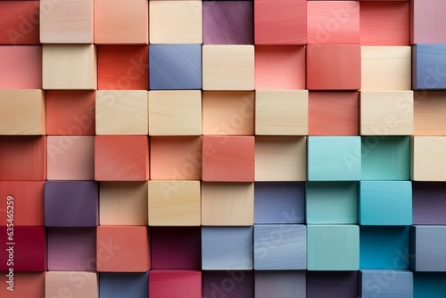 Colorful background of wooden blocks forming a spectacular pattern, Generative Ai © zainab