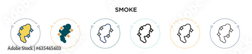 Smoke icon in filled, thin line, outline and stroke style. Vector illustration of two colored and black smoke vector icons designs can be used for mobile, ui, web
