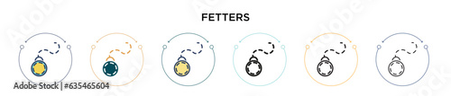 Fetters icon in filled, thin line, outline and stroke style. Vector illustration of two colored and black fetters vector icons designs can be used for mobile, ui, web