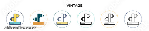 Vintage sign posts icon in filled, thin line, outline and stroke style. Vector illustration of two colored and black vintage sign posts vector icons designs can be used for mobile, ui, web