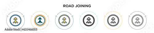 Road joining icon in filled, thin line, outline and stroke style. Vector illustration of two colored and black road joining vector icons designs can be used for mobile, ui, web