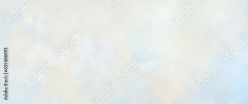 Blue vector watercolor art background with white clouds and blue sky. Hand drawn vector texture. Heaven. Watercolour banner. Abstract template for flyers, cards, poster, cover or design interior.	
