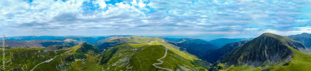 Panoramic landscape of the Parang mountains in the Carpathians - Romania
