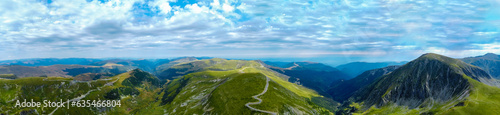 Panoramic landscape of the Parang mountains in the Carpathians - Romania