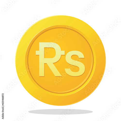 Gold coin with Pakistani rupee currency sign. Financial element items. Gold coin currency symbol vector illustration.