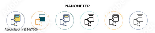 Nanometer icon in filled, thin line, outline and stroke style. Vector illustration of two colored and black nanometer vector icons designs can be used for mobile, ui, web