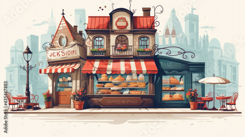 creative illustration of a small shop in cartoon look. © jr-art