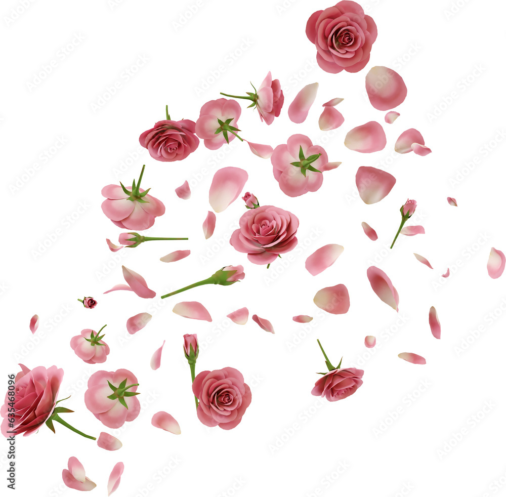 3d render floating pink rose flower
