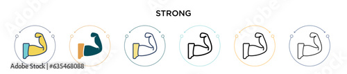 Strong icon in filled, thin line, outline and stroke style. Vector illustration of two colored and black strong vector icons designs can be used for mobile, ui, web