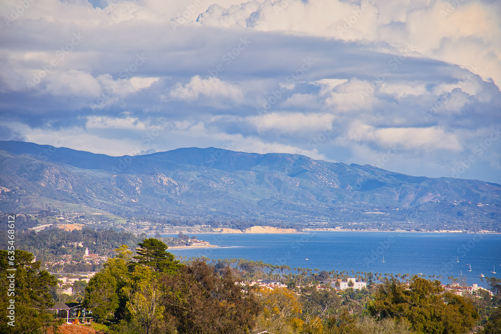 Views of Santa Barbara with passing winter storm