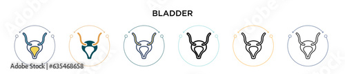 Bladder icon in filled, thin line, outline and stroke style. Vector illustration of two colored and black bladder vector icons designs can be used for mobile, ui, web