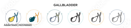 Gallbladder icon in filled, thin line, outline and stroke style. Vector illustration of two colored and black gallbladder vector icons designs can be used for mobile, ui, web