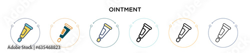 Ointment icon in filled, thin line, outline and stroke style. Vector illustration of two colored and black ointment vector icons designs can be used for mobile, ui, web