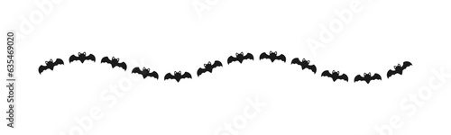 Separator Border illustration line of bat icon silhouette pattern for Halloween day concept of autumn season