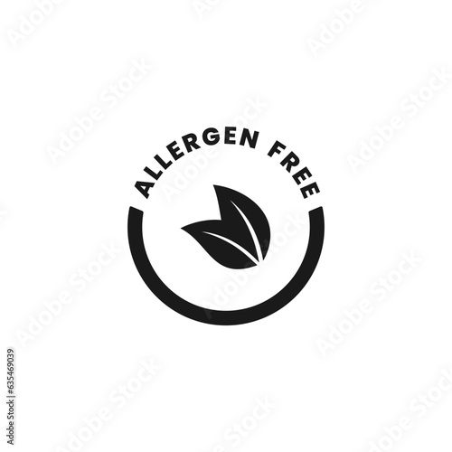 Allergen free icon or Allergen free label vector isolated in flat style. Allergen free icon vector for product packaging design element. Allergen free label for packaging design element.