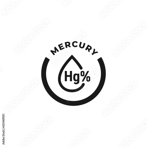 Mercury icon vector or Mercury label icon or Hg symbol isolated. Periodic table element mercury icon on white background. Vector illustration. hydrargyrum outline icon, or hydrargyrum isolated icon. 