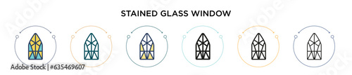 Stained glass window icon in filled, thin line, outline and stroke style. Vector illustration of two colored and black stained glass window vector icons designs can be used for mobile, ui, web