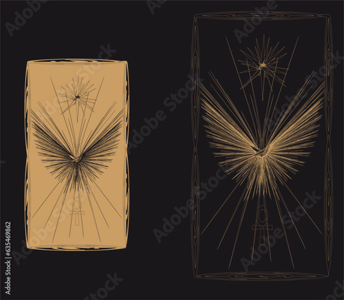 Abstraction, Ankh, Coptic cross. Contemporary art. Avant-garde art. Geometric abstract background. Cubism