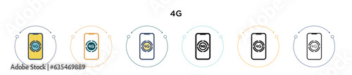 4g icon in filled, thin line, outline and stroke style. Vector illustration of two colored and black 4g vector icons designs can be used for mobile, ui, web