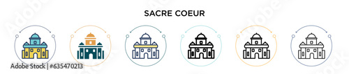 Sacre coeur icon in filled, thin line, outline and stroke style. Vector illustration of two colored and black sacre coeur vector icons designs can be used for mobile, ui, web