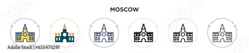 Moscow icon in filled, thin line, outline and stroke style. Vector illustration of two colored and black moscow vector icons designs can be used for mobile, ui, web
