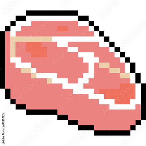 Raw steak cartoon icon in pixel style
