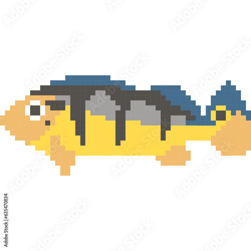 Fish cartoon icon in pixel style