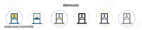 Remains icon in filled, thin line, outline and stroke style. Vector illustration of two colored and black remains vector icons designs can be used for mobile, ui, web