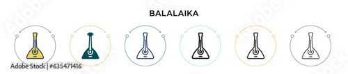 Balalaika icon in filled, thin line, outline and stroke style. Vector illustration of two colored and black balalaika vector icons designs can be used for mobile, ui, web