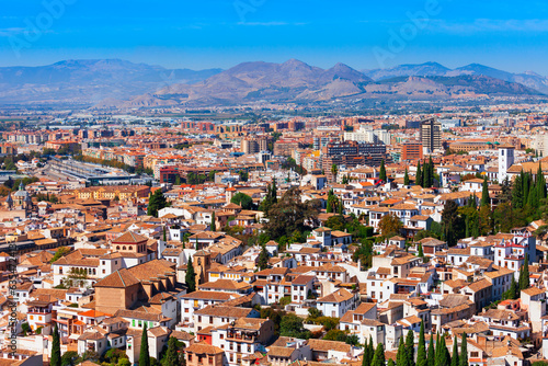 Fototapeta Naklejka Na Ścianę i Meble -  Granada city aerial panoramic view in Spain