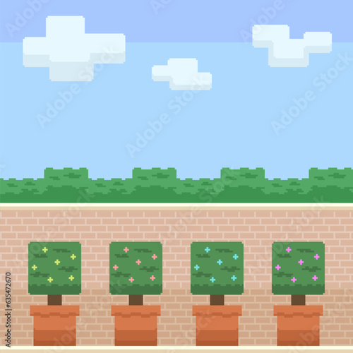 pixel art cube plant wall