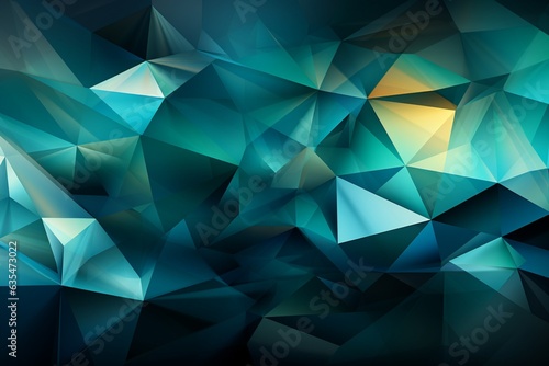 Teal geometry, Abstract vector background adorned with intriguing triangles in harmonic composition Generative AI