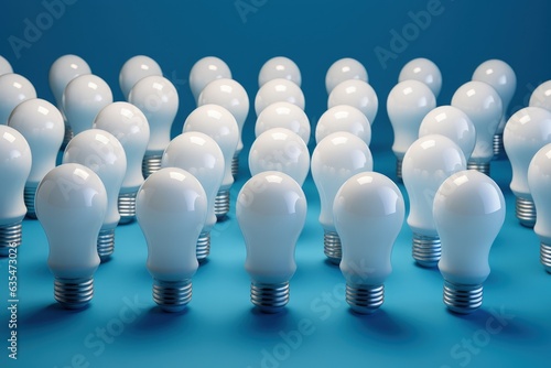 Illustration of various light bulbs  business concept  ideas and creativity. Generative AI