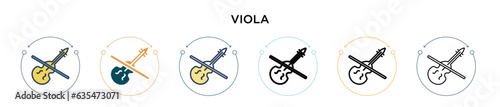 Viola icon in filled, thin line, outline and stroke style. Vector illustration of two colored and black viola vector icons designs can be used for mobile, ui, web