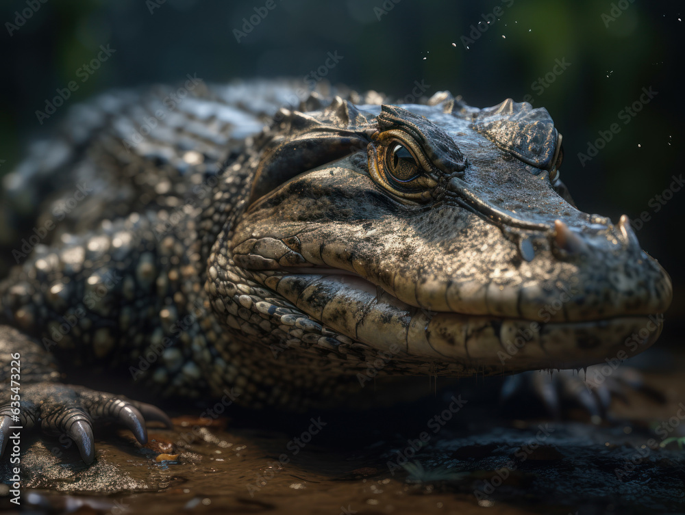 Crocodile portrait created with Generative AI technology