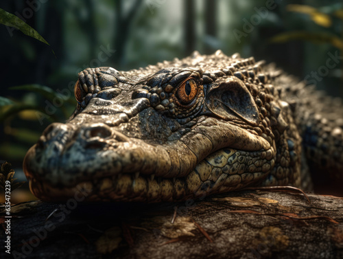 Crocodile portrait created with Generative AI technology