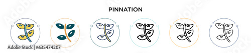 Pinnation icon in filled, thin line, outline and stroke style. Vector illustration of two colored and black pinnation vector icons designs can be used for mobile, ui, web photo