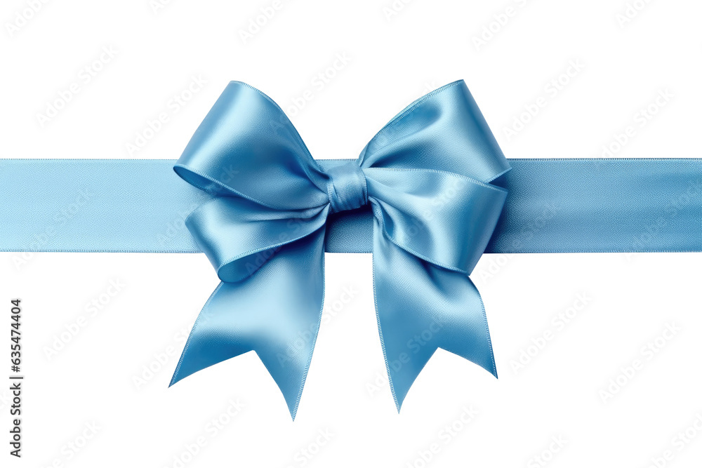 Blue ribbon gift mock up isolated on transparent background. Generative Ai Blue ribbon gift mock up isolated on transparent background. Generative Ai