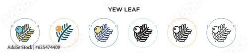 Yew leaf icon in filled, thin line, outline and stroke style. Vector illustration of two colored and black yew leaf vector icons designs can be used for mobile, ui, web