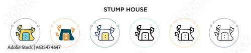 Stump house icon in filled, thin line, outline and stroke style. Vector illustration of two colored and black stump house vector icons designs can be used for mobile, ui, web