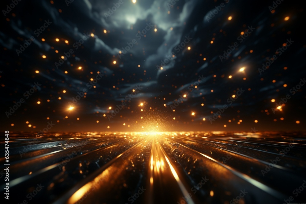 Obraz premium Intense focus, Isolated light beams close up, set against captivating black backdrop Generative AI