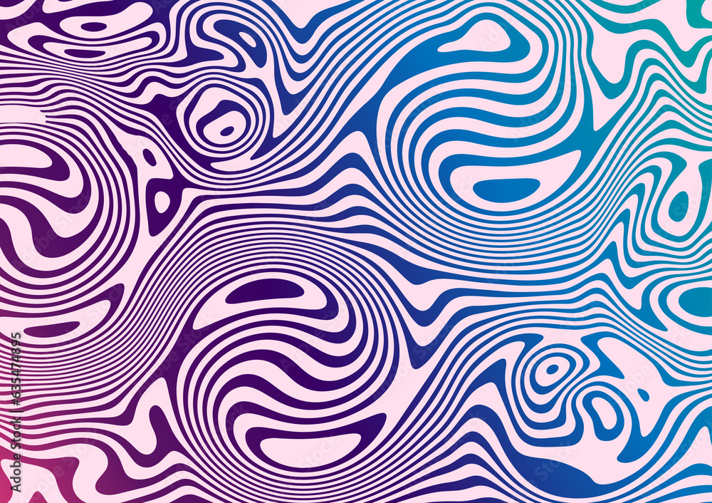 Liquid abstract black line wave messy circle vortex pattern background 