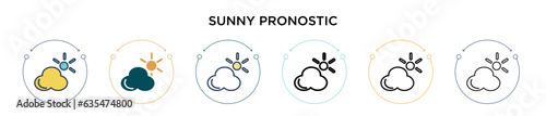 Sunny pronostic icon in filled, thin line, outline and stroke style. Vector illustration of two colored and black sunny pronostic vector icons designs can be used for mobile, ui, web