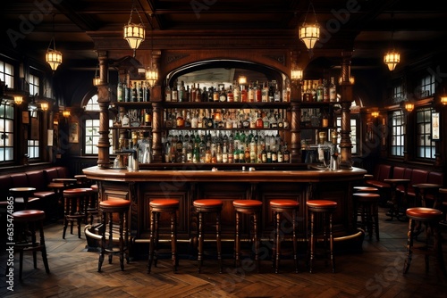 Old bar scene: Traditional or British-style pub, Generative Ai