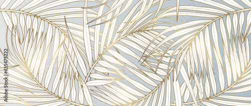 Tropical luxury background with golden palm leaves. Background for decor, covers, wallpapers, postcards and presentations, social media posts