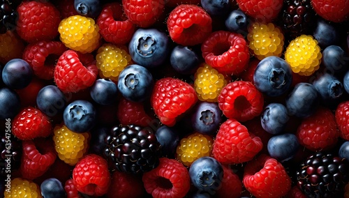 a close up of a bunch of different berries