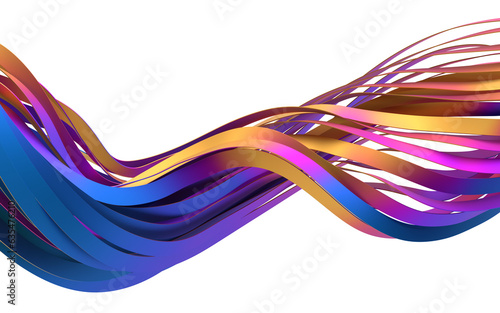 Colorful wavy lines, 3d render